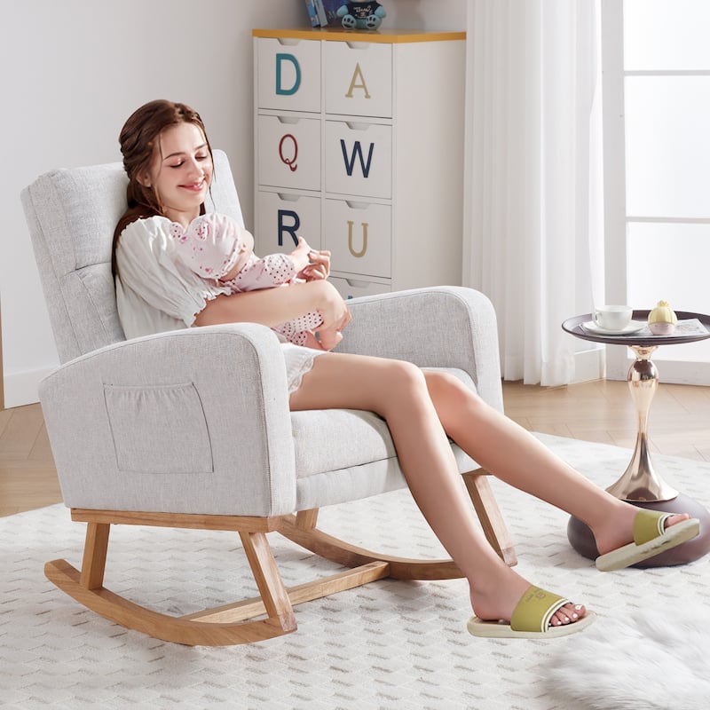 HOMYKA Rocking Chair for Nursery with Footrest