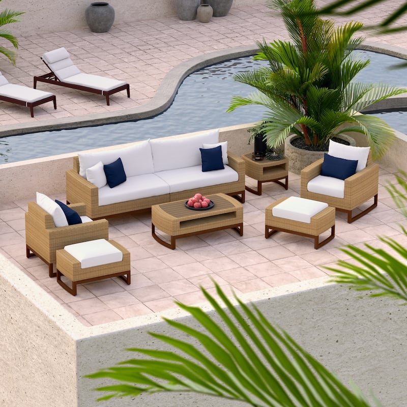 Mili 8 Piece Sunbrella Outdoor Patio Sofa and Club Chair Set