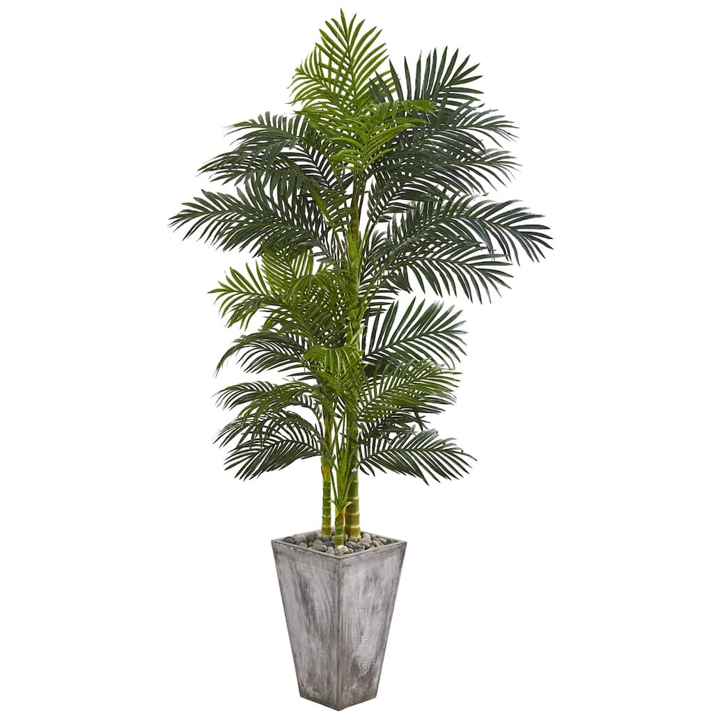 Artificial Palm Tree 7ft Indoor Outdoor Tree with Planter - Green