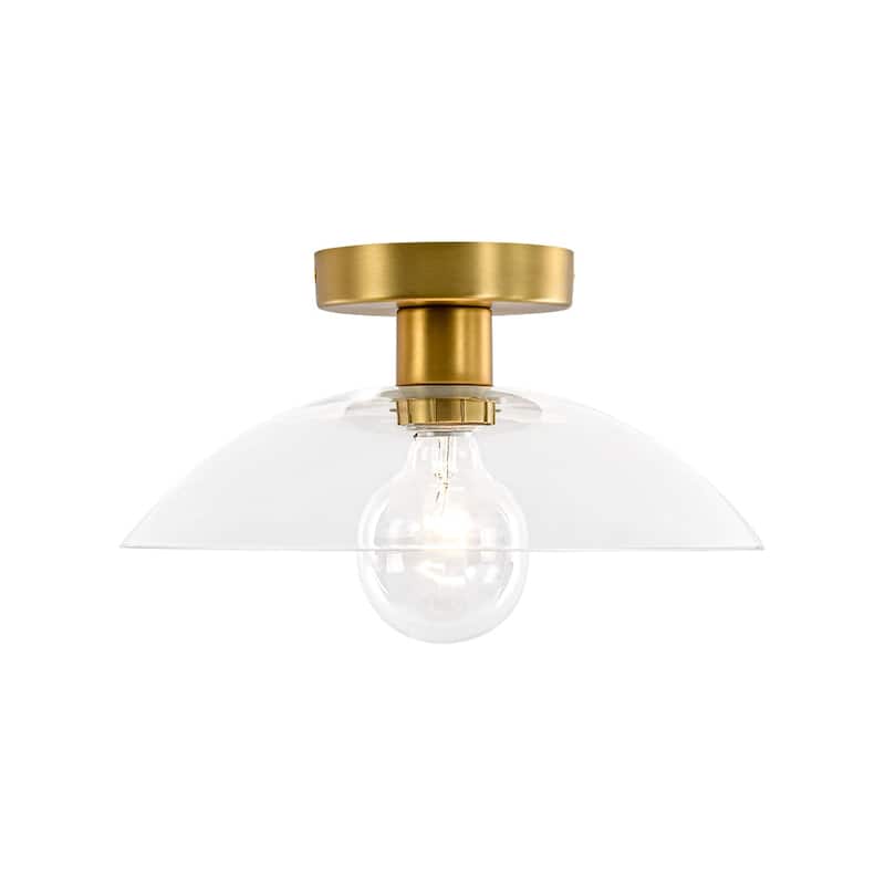 1-Light Simple Glass Dome Shade Semi Flush Mount 11.8 Inches