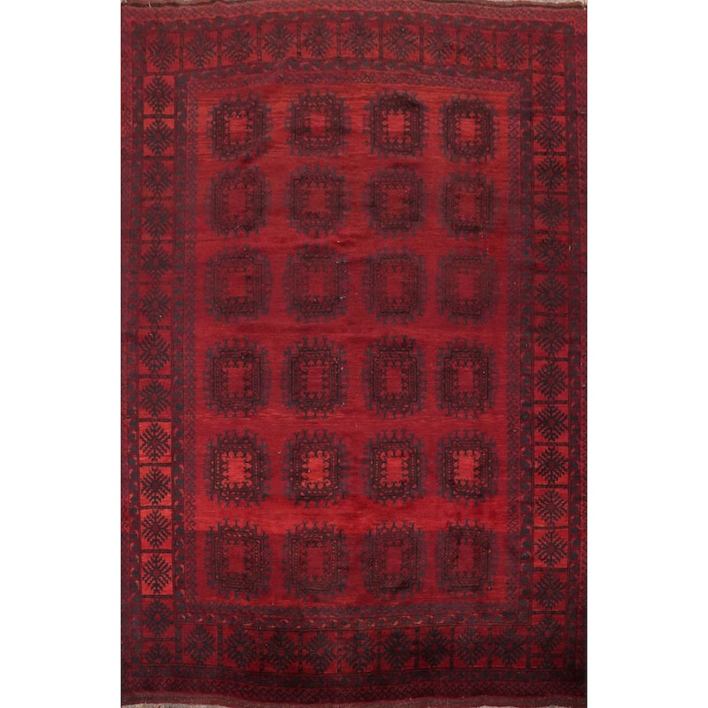 Hand Knotted Oriental 100% Wool Carpet Traditional Geometric Red Balouch Area Rug - 11' 3'' X 8' 8''