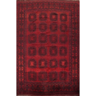 Hand Knotted Oriental 100% Wool Carpet Traditional Geometric Red Balouch Area Rug - 11' 3'' X 8' 8''