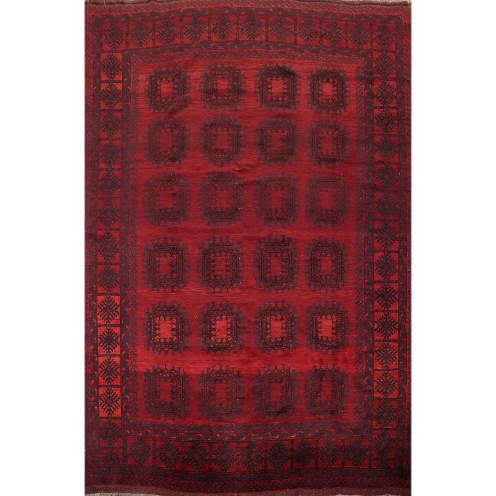 Hand Knotted Oriental 100% Wool Carpet Traditional Geometric Red Balouch Area Rug - 11' 3'' X 8' 8''