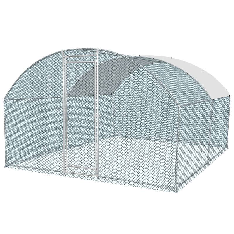 Large Metal Chicken Coop with Walk-In Run and Waterproof Cover