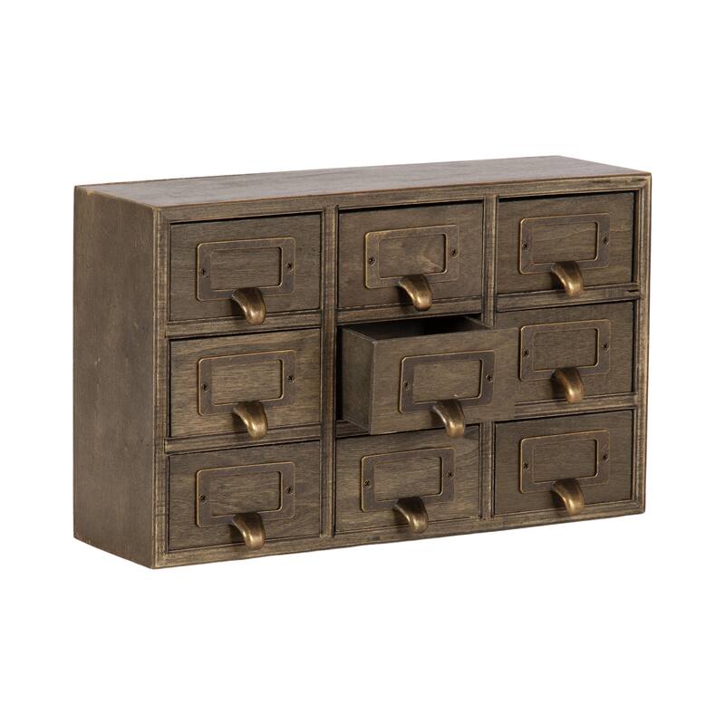 Kate and Laurel Apothecary Wood Desk Drawer Set, 9 Drawers
