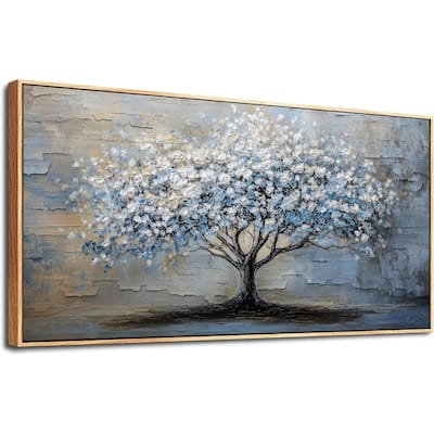 Abstract Wall Pictures Blue Grey Tree Wall Painting Framed Canvas