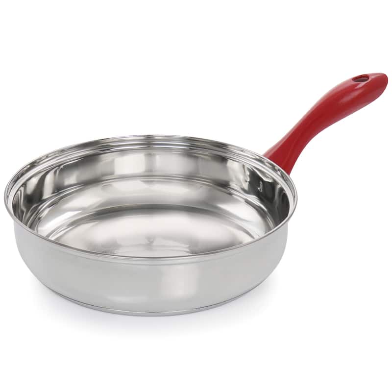 Jackson 7 Piece Silver Stainless Steel Cookware Set with Red Stay-Cool Handles