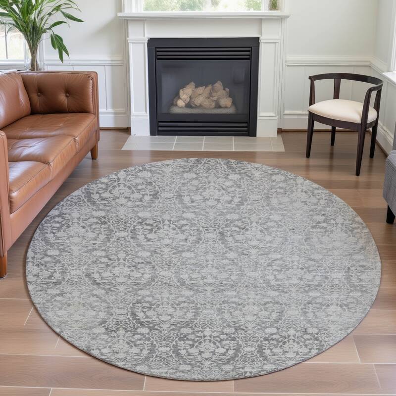 Premium Washable Super Soft Vintage Traditional Mayfield Rug - Gray - 8' x 8'