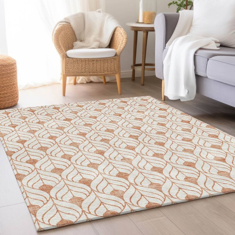 Premium Washable Super Soft Modern Teardrop Mayfield Rug - Salmon - 3' x 5'