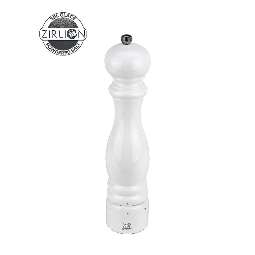 Peugeot Paris u'Select Zirlion Salt Mill, White Lacquer, 12 inch, Adjustable Grind