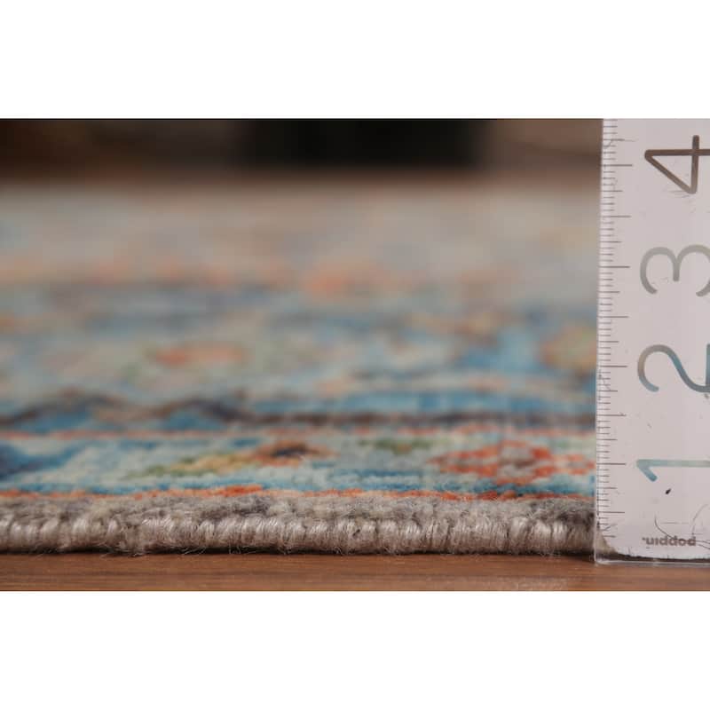 Floral Oushak Indian Area Rug Hand-Knotted Wool Carpet - 8'9" x 12'1"