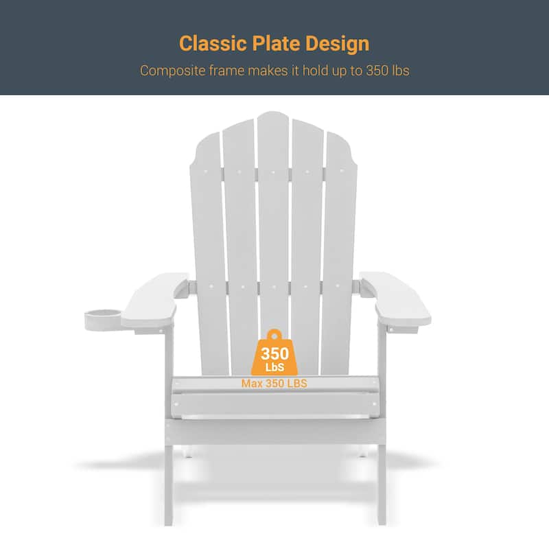LIVOOSUN Outdoor Folding Adirondack Chair w/Cup Holder Set of 2 or 4