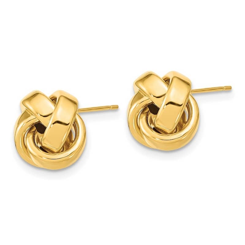 Curata 14k Yellow Gold 12mm Polished Love Knot Post Earrings
