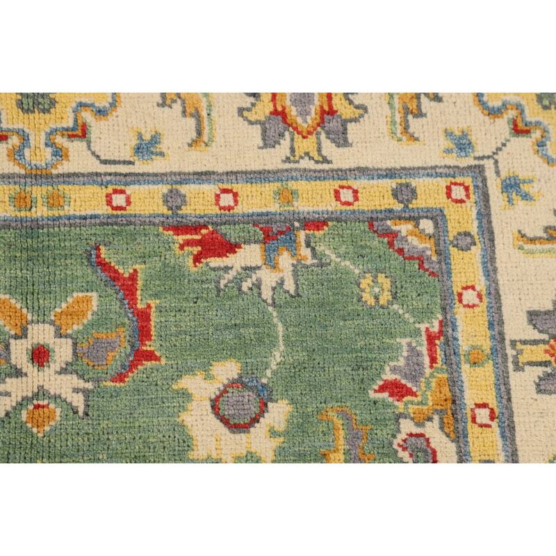Green Oushak Accent Rug Hand-Knotted Wool Carpet - 3'4" x 4'10"
