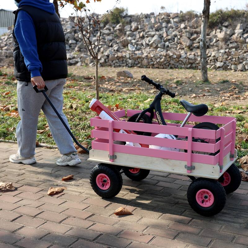 Fresh blue wooden household trolley for children's toy transportation/garden tool cart/outdoor portable trolley