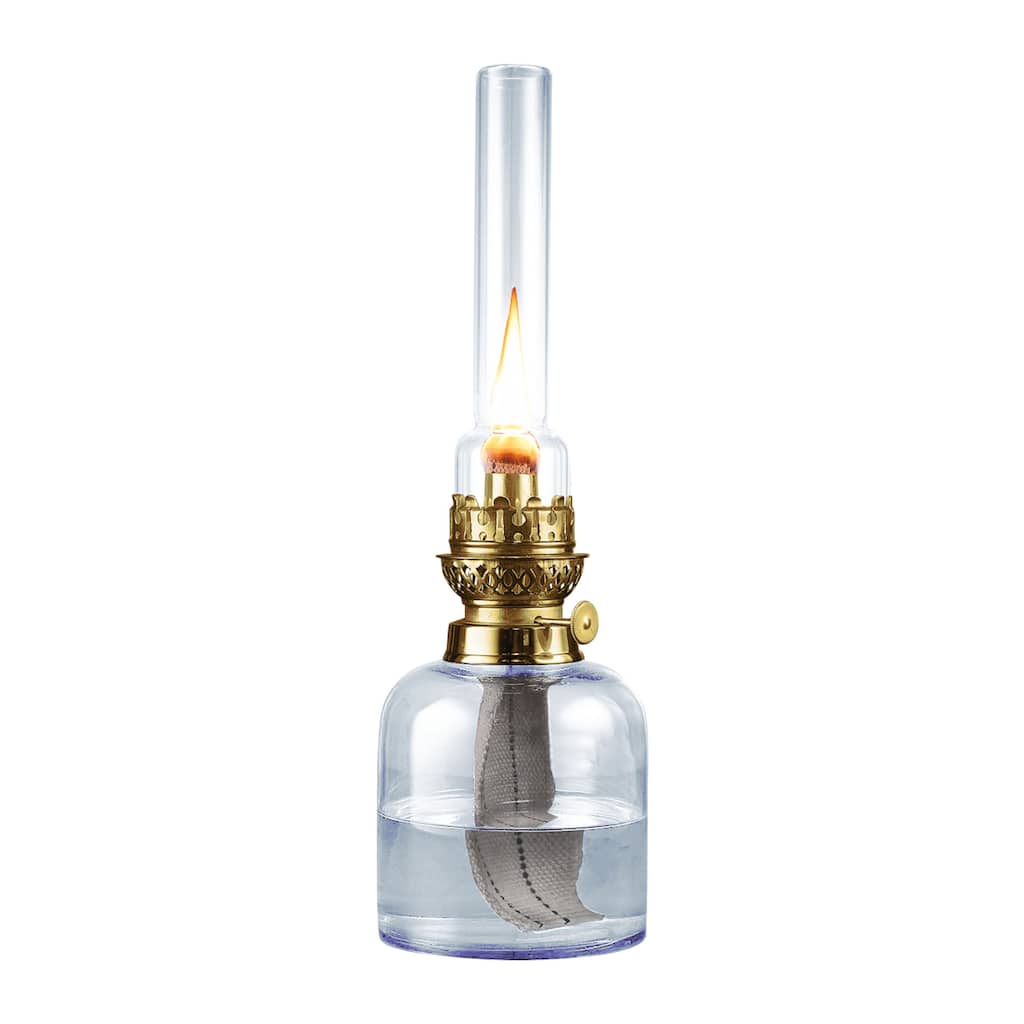 Kings County Tools Glass Oil Lamp - 15.5-inch Tall Decorative Lantern, Blue