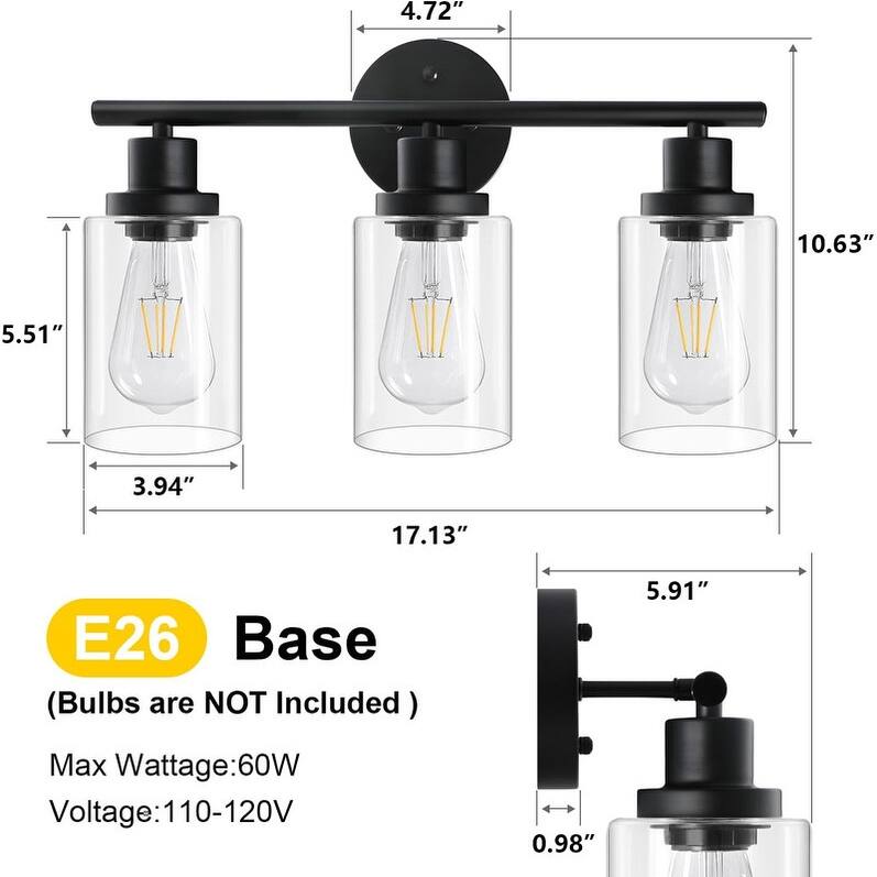 Modern Bathroom Light Fixtures, 3 Light Vanity Lights