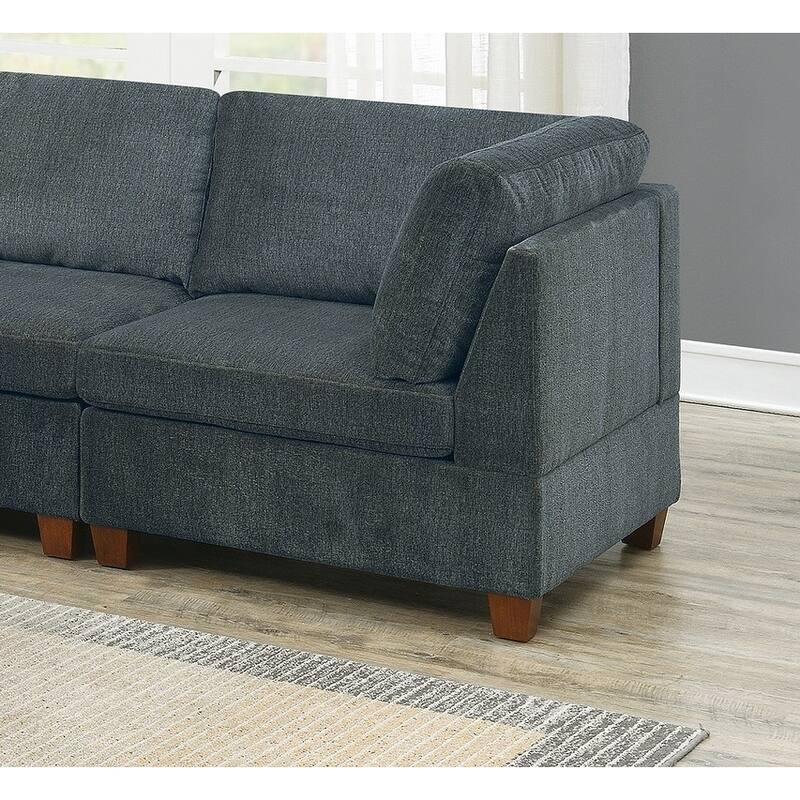 1pc Grey Chenille Modular Corner Wedge Sofa 37x37x35 inches