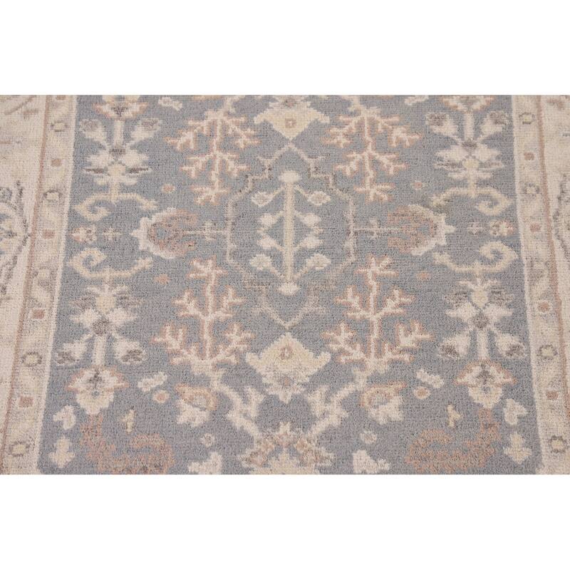 Geometric Oushak Oriental Area Rug Hand-Knotted Wool Carpet - 3'11"x 5'10"