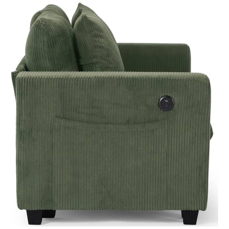 Hamilton 6-Piece Corduroy Upholstered Modular Sectional with USB Port