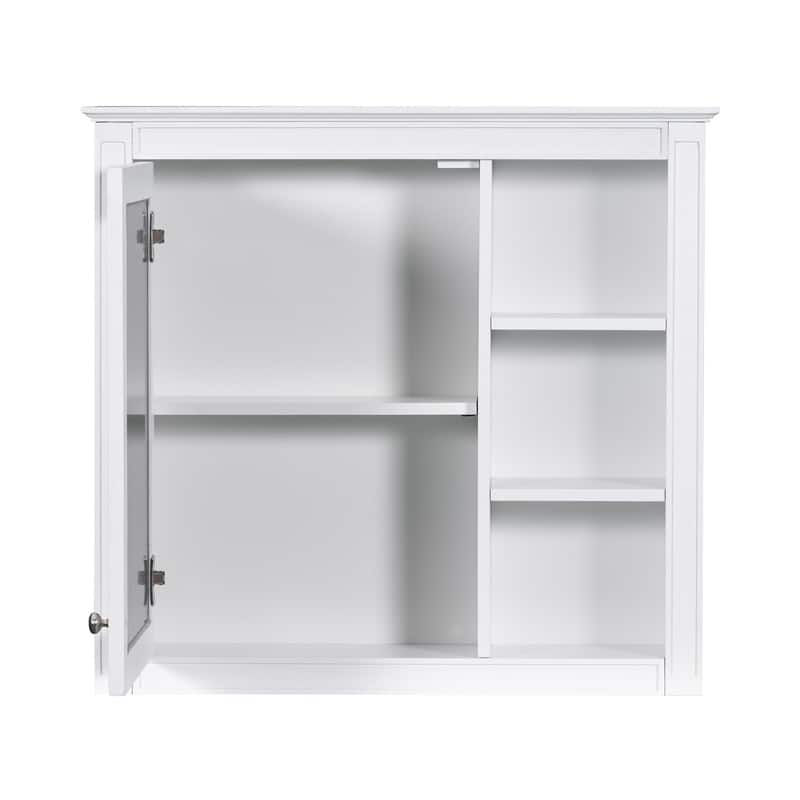 30'' x 28'' Wall Mounted Storage Cabinet for Bathroom,Mirror Cabinet with 3 Open Shelves