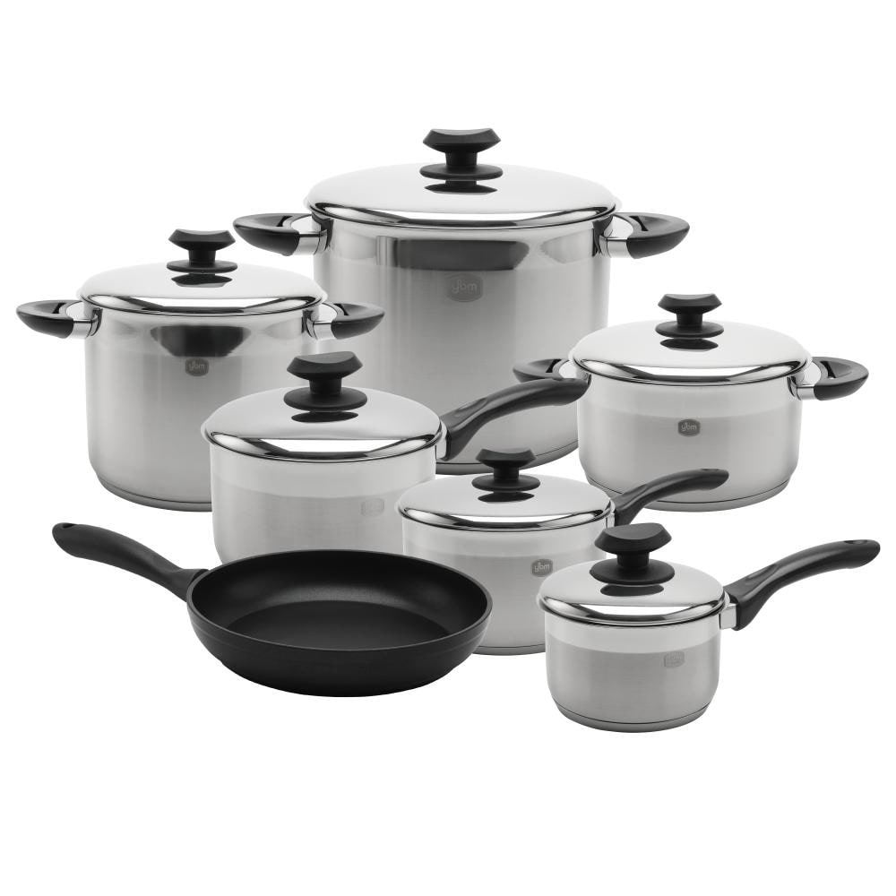 YBM Home 18/10 Tri-Ply Stainless Steel Cookware Set Induction Compatible -  On Sale - Bed Bath & Beyond - 32229885