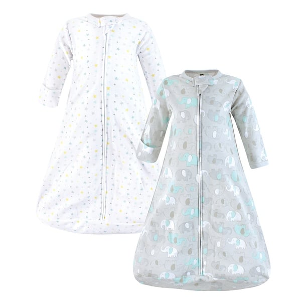 slide 1 of 1, Hudson Baby Cotton Long-Sleeve Wearable Sleeping Bag, Sack, Blanket, Neutral New Elephant 0-3 Months - Neutral New Elephant Long Sleeve