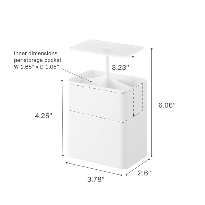 Yamazaki Home Cotton Swab Push-Top Case, ABS Plastic, 200 cotton swabs, Lid - L 2.6 x W 3.78 x H 4.25 inches