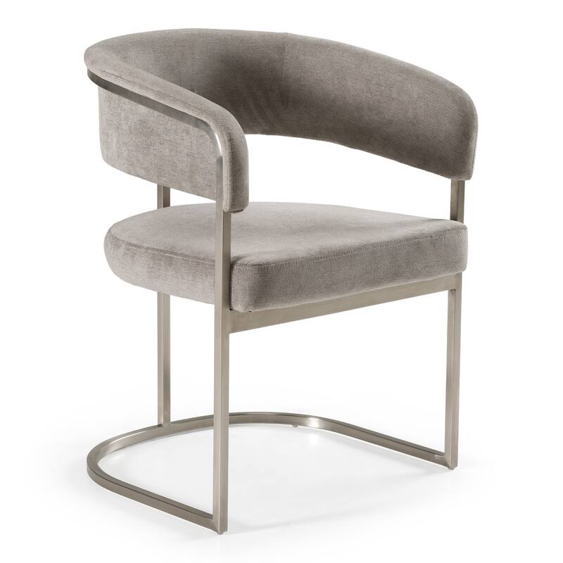 Modrest Sebastian Modern Grey Fabric & Stainless Steel Dining Chair