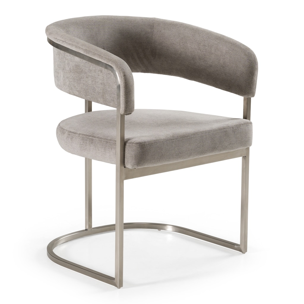 Modrest Sebastian Modern Grey Fabric & Stainless Steel Dining Chair