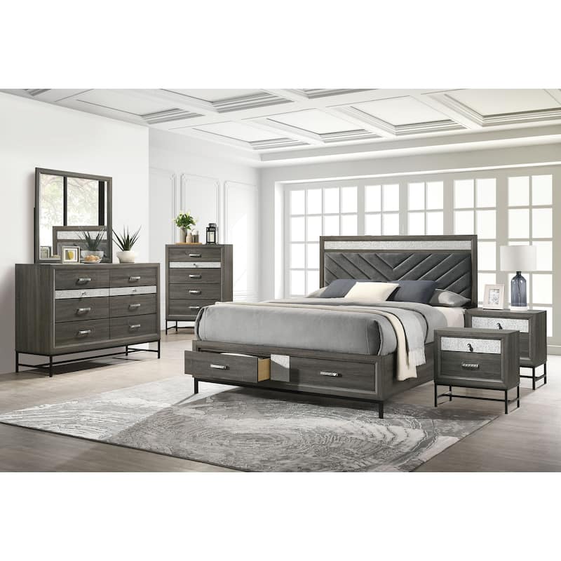 Furniture of America Heinisk Contemporary Grey 6-Piece Platform Bedroom Set - Full