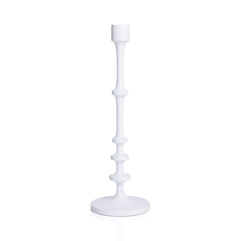 Lilou Matt White Metal Taper Candle Holder - 18.5"