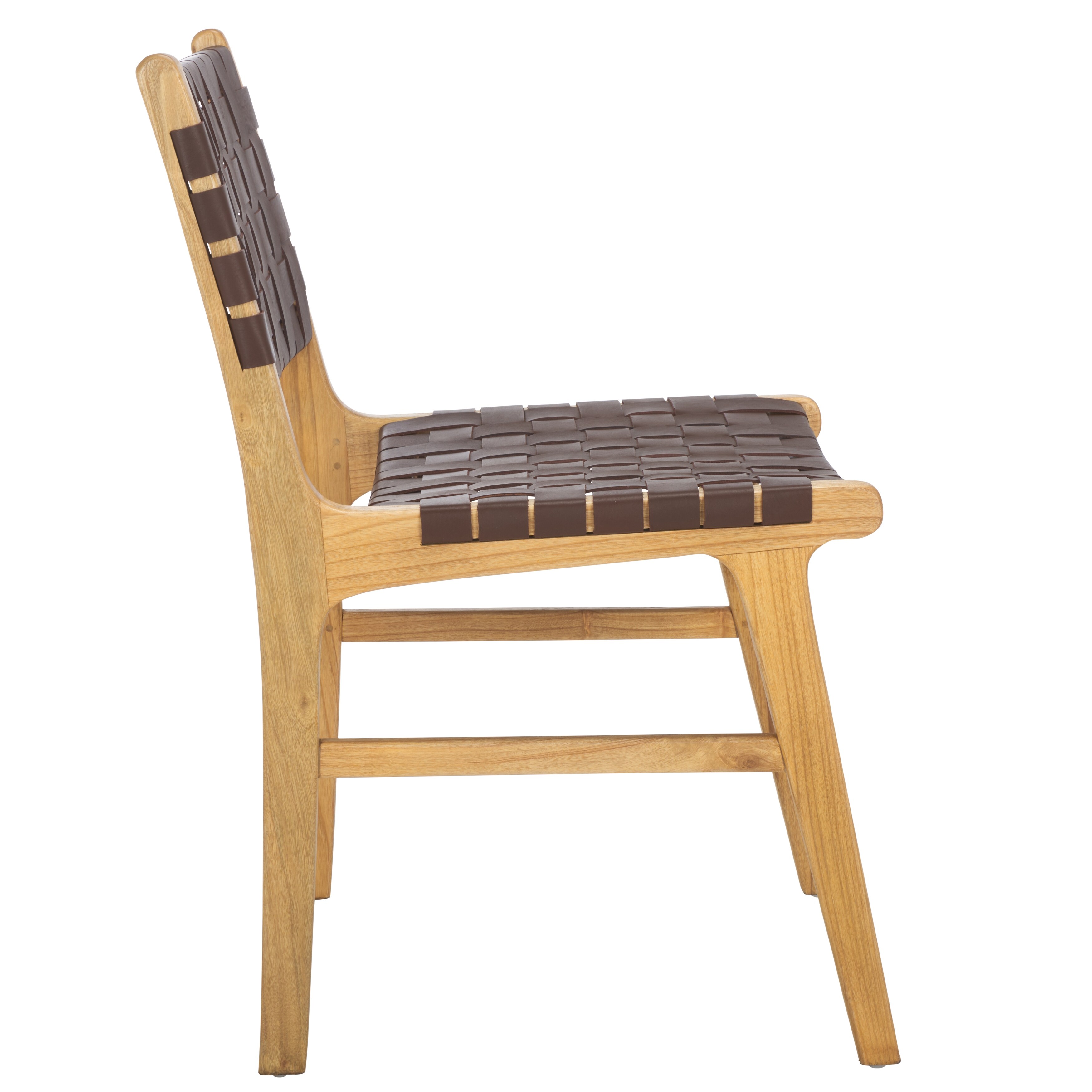 SAFAVIEH Taika Woven Leather Dining Chair - Cognac / Natural - Bed