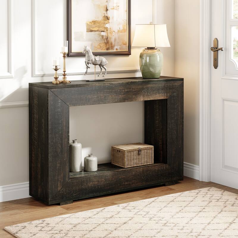 47 Inches Farmhouse Wooden Console Table with Storage