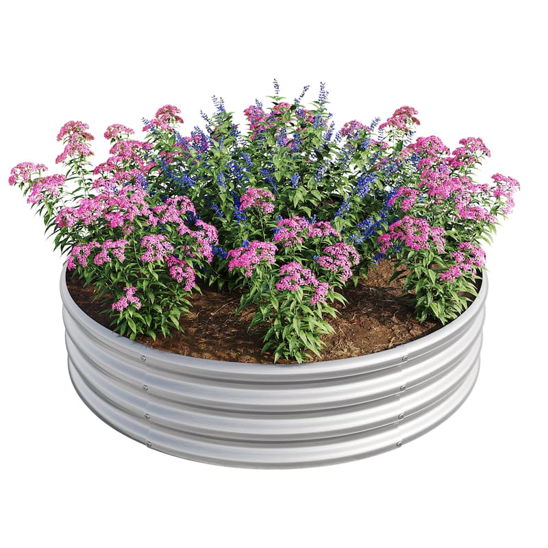 GDFStudio - Tall Round Metal Raised Garden Bed for Vegetables, Flowers, Herbs, and Fruits, Outdoor Backyard Patio Planter Box