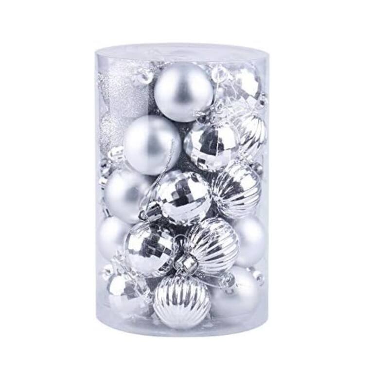 34 Pieces Shatterproof Christmas Ornaments Set Christmas Decorations 1.57 Inch Christmas Balls - N/A - Silver