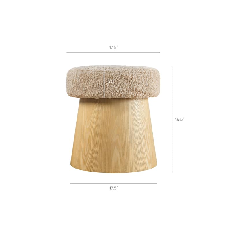 Ketra Round Faux Shearling Ottoman Footstool