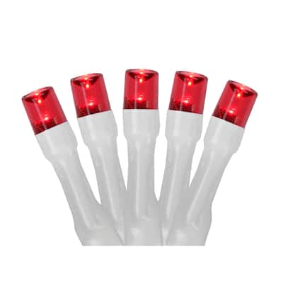 20 B/O Red LED Wide Angle Mini Christmas Lights - 9.5 ft White Wire
