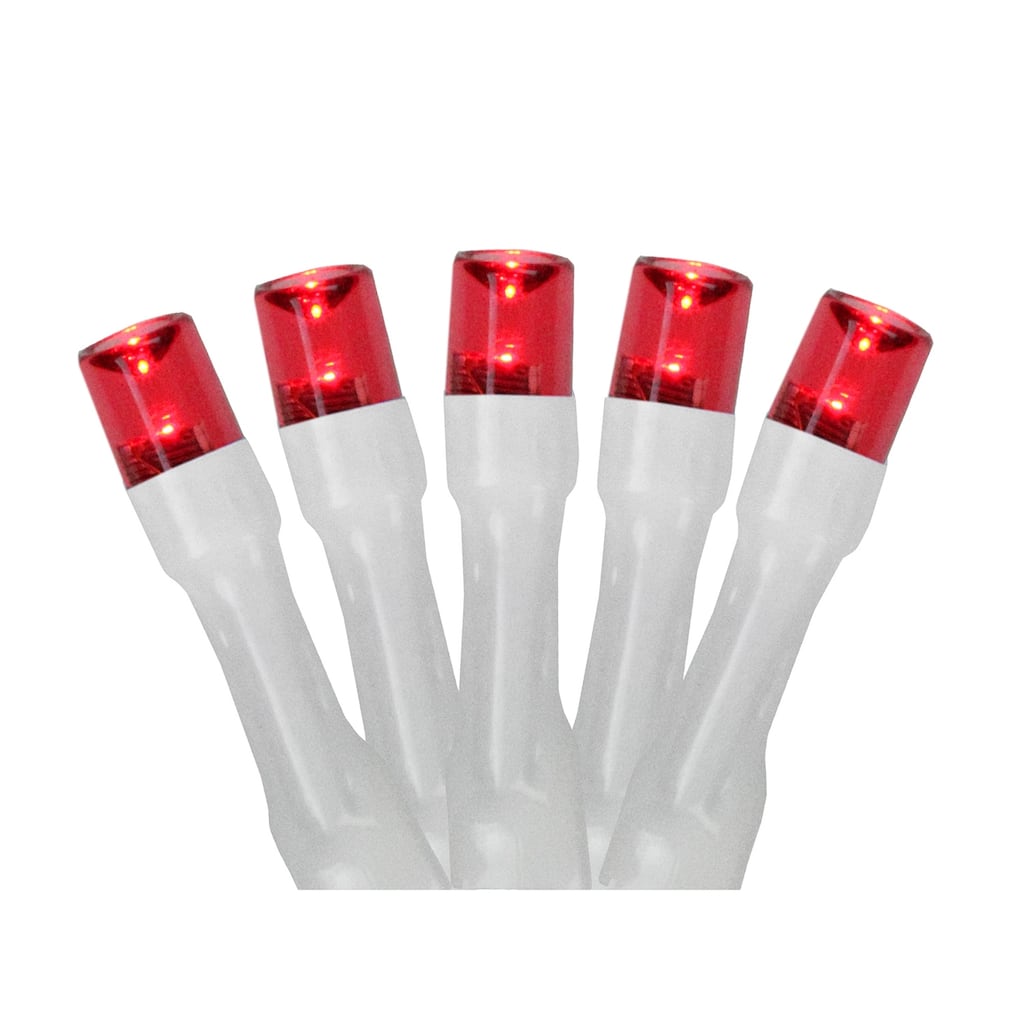 20 B/O Red LED Wide Angle Mini Christmas Lights - 9.5 ft White Wire
