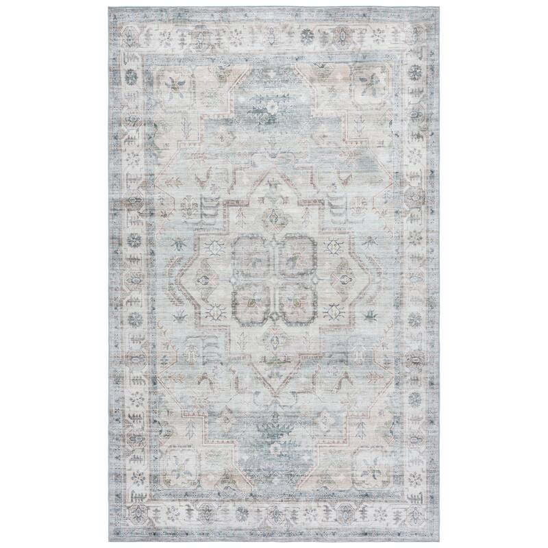 SAFAVIEH Arizona Jettie Machine Washable & Slip Resistant Rug - 5' x 8' - Light Green/Beige
