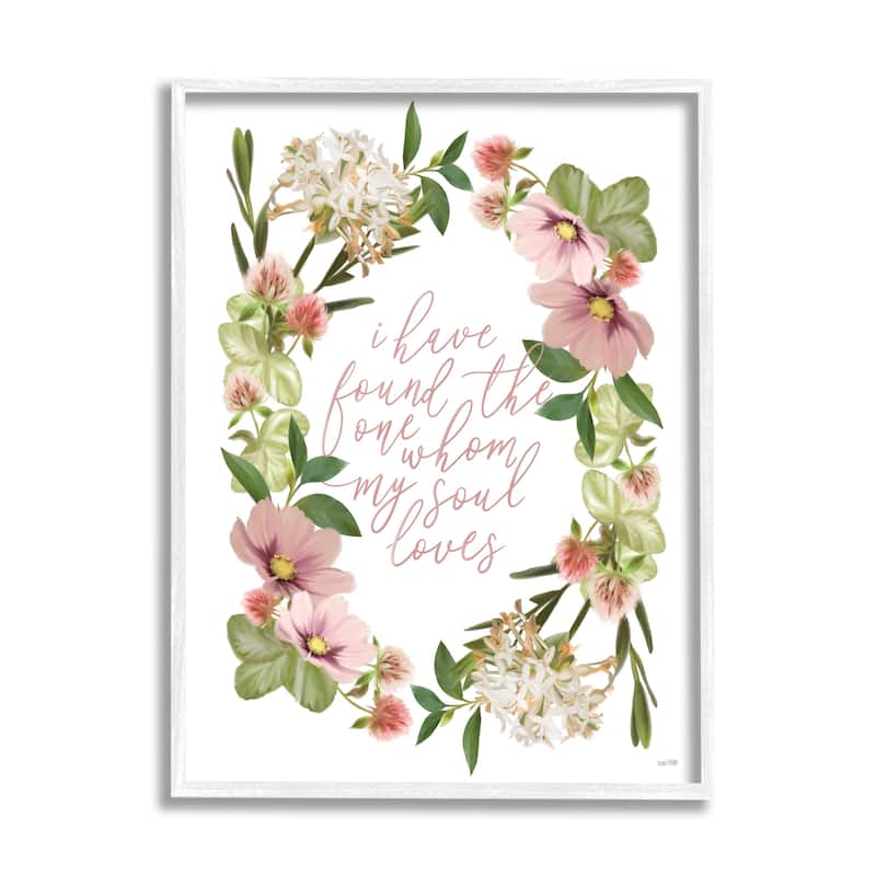 Stupell One Whom My Soul Loves Quote Pink Spring Florals Framed Wall Art - Green