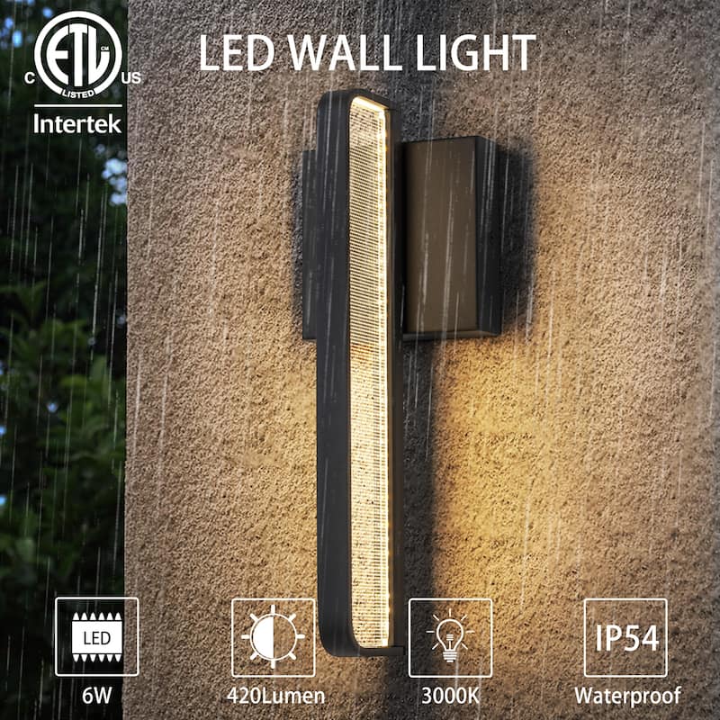 13 in. Modern Black Outdoor Wall Sconce Lighting Waterproof IP54 Integrated LED 3000K Wall Light
