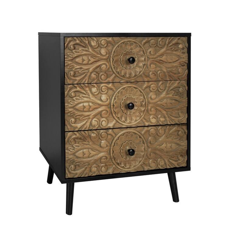 Retro Storage Cabinet 3 Drawer Cabinet Sideboard Buffet Cabinet for Bedroom, Living Room