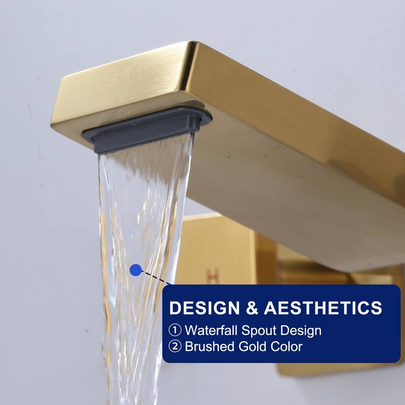 WOWOW Dual- Handle Waterfall Bathroom Wall-mount Faucet in Modern