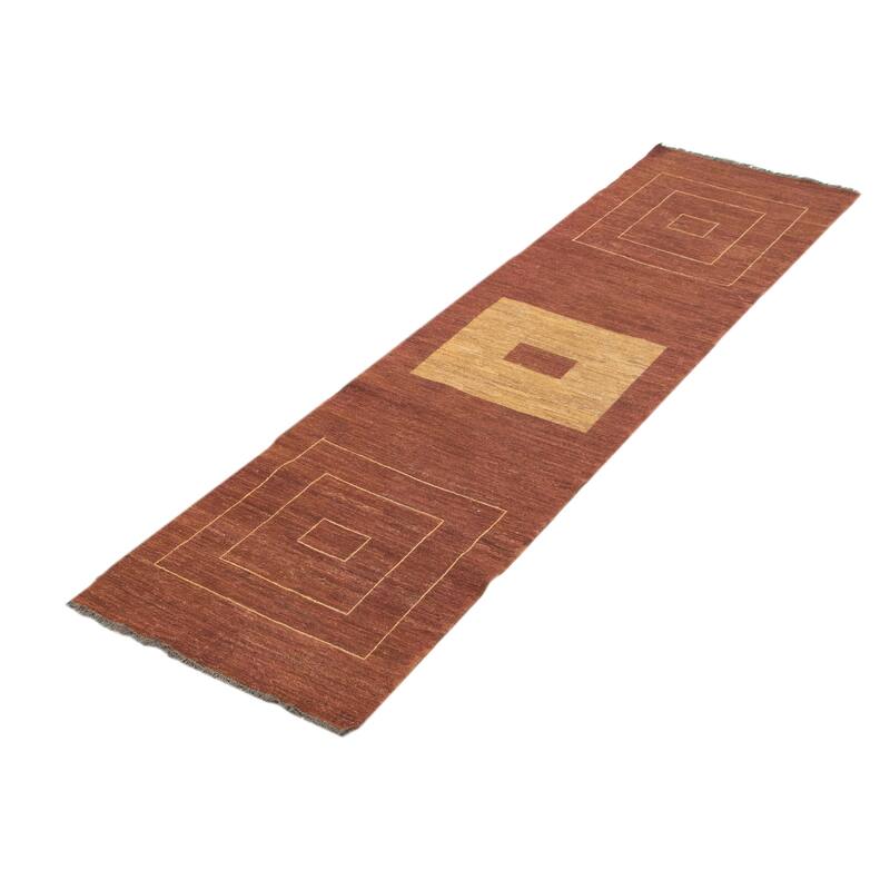 ECARPETGALLERY Flat-Weave Natural Brown Wool Kilim - 2'5 x 9'4