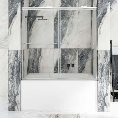 60 in. W x 58 in. H Double Sliding Framed Tub Door - 60 in. W x 58 in. H