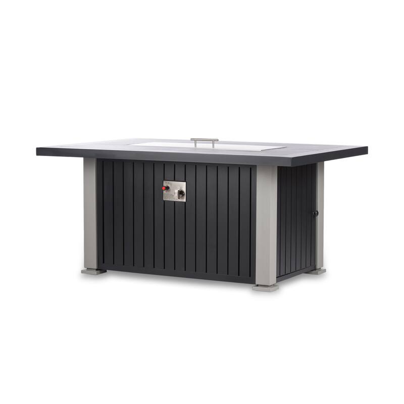 EV Fires 52" Aluminum Propane Gas Fire Pit Table in Black/Gray - 24"H x 52"W x 35"D