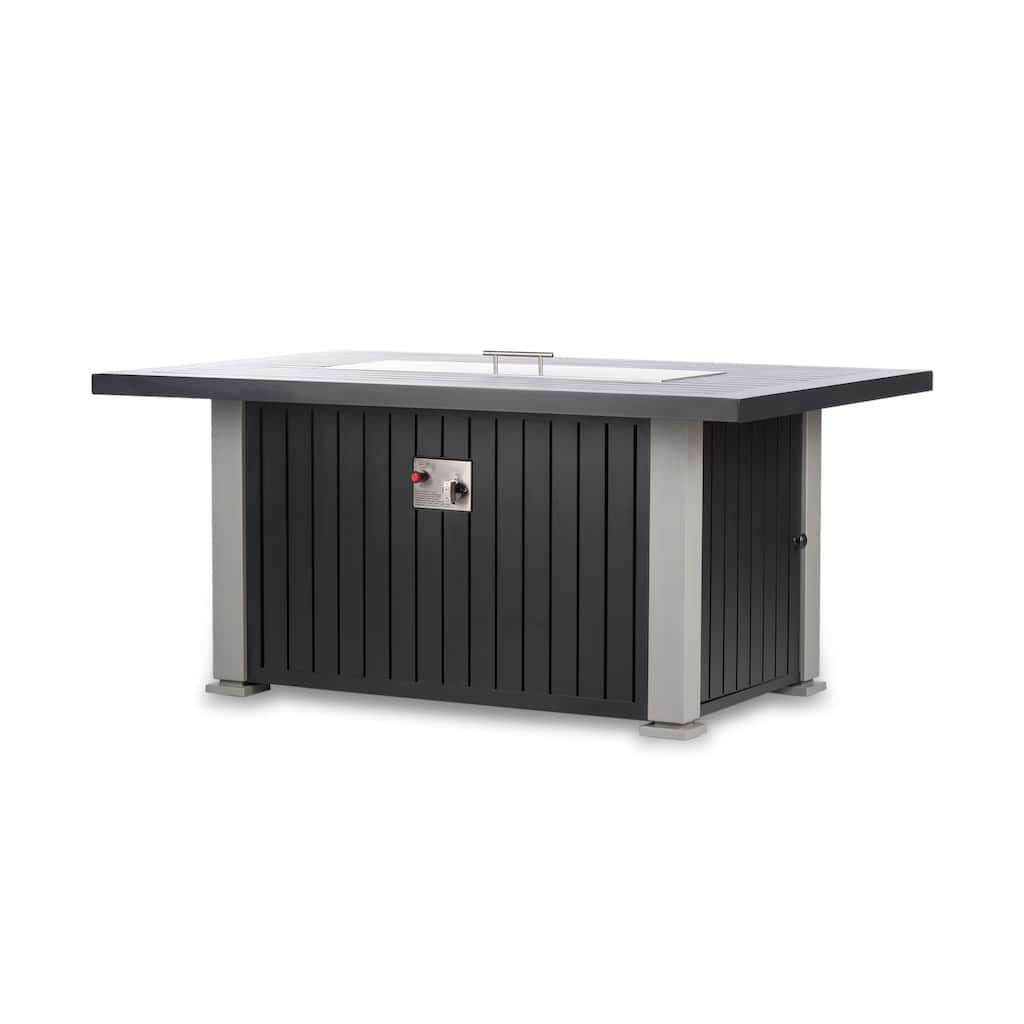 EV Fires 52" Aluminum Propane Gas Fire Pit Table in Black/Gray - 24"H x 52"W x 35"D