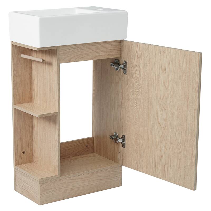 18.6" Bathroom Vanity With Sink, Bathroom Vanity Cabinet With Two-Tier Shelf, Left Or Right Orientation