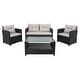 preview thumbnail 15 of 44, SAFAVIEH Outdoor Vellor 4-Piece Conversation Patio Set. Black/Light Grey